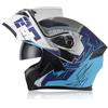 Oubaiya Casco per motociclette a viso pieno, coperchio ribaltabile, casco modulare per motociclette con doppi parasole, per uomini e donne adulti approvato dalla ECE (Blu (rosa), XXL)