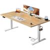 HLFURNIEU Scrivania Regolabile in Altezza, 160 x 80 cm, Scrivania Motorizzata, con Prese, Porte USB, 3 Controlli Memoria, Standing Desk Colore Legno
