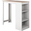 MB Muebles Bonitos, Tavolo Bar Cucina Kyra, Melamina, Bianco e Sonoma Opaco, 110x103x50cm