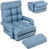 HOMASIS Poltrona Letto Convertibile con Schienale Regolabile a 5 Posizioni, Divano Letto Ergonomico Pieghevole con Cuscino e Bracciolo per Soggiorno, Camera da Letto, 167 x 71 x 12 cm (Blu)