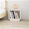 homiuse Comodino Bianco 40x30x40 cm in Legno Massello di Pino Mobile da Letto Fascino Moderno Decorazione Della Camera Armadio Universale Potete Riporre Riviste, Libri, Telecomandi