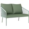Outsunny Divano da Giardino 2 Posti in Rattan PE, Divanetto da Esterno con Braccioli, Cuscini Sfoderabili e Telaio in Acciaio, Divano da Esterno in Stile Boho, per Terrazza e Cortile, Verde