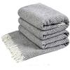 LYHome Coperta in Lana Merinos - Copriletto Plaid per Letto Divano, Singolo Una Piazza e Mezza Matrimoniale, Coperte Per Invernale Estiva Morbida Calda e Grande (140x200 cm, Grigio - Bianco Rombi)