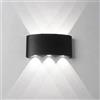 Voltix Applique da Parete LED 6W, Lampada da Parete per Interni ed Esterni, Luce Fredda, Design Moderno in Alluminio, Lampada da Muro Impermeabile, Facile da Installare (Luce Fredda 6000K, Nero)