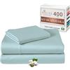 Pizuna Linens Pizuna Set Lenzuola letto singolo Cotone 90x200 cm Bambina Blu, 400 fili con trama Sateen in 100% Cotone a fiocco lungo Completo lenzuola con 1 lenzuolo con angoli, 1 lenzuolo sopra, 1 federa