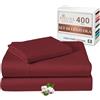 Pizuna Linens Pizuna Set Lenzuola letto singolo Cotone 90x200 cm Rio Rosso, 400 fili con trama Sateen in 100% Cotone a fiocco lungo Biancheria De Letto con 1 lenzuolo con angoli, 1 lenzuolo sopra, 1 federa