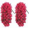 UXORSN 2 Pezzi Fiori Artificiali da Appendere Fiori Finti Pianta Artificiale da Esterno Bouganvillea Fiori Artificiali Resistente ai Raggi UV Fiori Finti per Decorazioni Giardino Balcone, Rosa Rossa