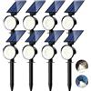nipify 8 Pezzi Faretti Solari a Led da Esterno, 3 Modalità Luci Solari da Giardino Potenti, Impermeabile Lampade Solare per Patio, Garage, Cortile, Parete, Prato (Bianco)