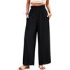 KOEMCY Pantaloni Donna Estivi Palazzo Larghi con Vita Alta Elasticizzata Pantalone Leggeri Eleganti Ampi Casual Cotone Lino Capri Bermuda Spiaggia Viaggio Ufficio