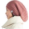 CHARM Berretto invernale oversize lavorato a maglia, caldo cappello autunnale da donna, berretto dreadlock grande slouch tam per teste grandi, avorio, Taglia unica