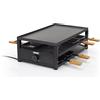 Princess 162655 Padella per raclette in acciaio nero, per 8 persone e con piattaforma per riporre le padelle da raclette usate, ampia superficie di cottura 44 x 25 cm, termostato regolabile, 1300 Watt