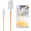 Mabor - Set di 2 spatole con manico in legno, colore: bianco, con manico in legno, spatola in silicone per cucinare e decorare torte (30,5 cm e 22,9 cm)