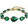 Clearine Bracciale Donna Matrimonio Sposa Cristallo per Donne Multi Goccia Colore Smeraldo Oro-Fond