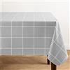 Elrene Home Fashions Windowpane, tovaglia in vinile impermeabile e antimacchia con retro in flanella, 132 x 132 cm, quadrata, grigio