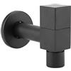 Tomotato Rubinetto da Giardino a Parete Nero, Rubinetto per Lavatrice Quadrato in Ottone Rubinetto per Acqua Fredda per Bagno Lavanderia Rubinetto per Lavello Balcone(Mop Pool)