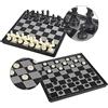 Andux Set Di Giochi Da Tavolo Magnetici Pieghevoli Due In Uno, Scacchi e Dama CXYXQ-01 (S)