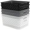 Eagrye Confezione da 6 cestini portaoggetti in plastica, 26 x 19 x 10,4 cm, cestino intrecciato