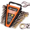 Qnkaa Flexible Ratcheting Wrench Set 12pcs Metric 8-19mm Flex-Head Spanner Gear Ring Ratchet Combination Wrenches Kit with Portable Organizer