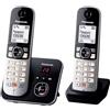Panasonic KX-TG6862JTB Telefono Cordless Digitale con Segreteria Telefonica Digitale, Unità Base e 2 Ricevitori, ID Chiamante, Blocco Chiamate, Blocco Chiamate Automatiche, Display LCD, Nero