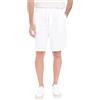 Ciabalù Bermuda Uomo Estivi Misto Lino Tinta Unita Coulisse in Vita Pantaloni Corti Tasche America Pantaloncini Slim Fit (IT, Testo, XXL, Regular, Regular, Bianco)