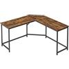 VASAGLE Scrivania Angolare, Scrivania per Computer a Forma di L, 149 x 149 x 76 cm, per Ufficio Studio Gaming, Marrone Vintage e Nero Inchiostro LWD73X