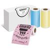ORGSTA Etichette Adesive autoadesive piccole per S002, Q2, T001 | Giallo, rosa, blu Testo nero 3 Rotoli 57mm x 3M