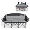 KingCamp Sedia da Campeggio Pieghevole per 2 Persone, Carico Max 300 kg, Imbottito Divano a 2 Posti per Adulti Portatile, Durevole Poltrona Sedie per Campeggio Giardino Picnic Festa, Nero