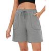 Terecey Pantaloncini Donna Sportivia Estivi Cotone Vita Alta Pantaloncini Sportivi Donna Shorts Casual con Tasche Pantaloni Corti per Jogging Sport Yoga Fitness S-XXL