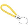 PATIKIL Portachiavi intrecciato pelle portachiavi in acciaio inossidabile, cinturino da polso intrecciato in PU, portachiavi per auto, borsa, portafoglio, pendente giallo