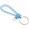 PATIKIL Portachiavi intrecciato in pelle con cerchio portachiavi in acciaio cinturino polso intrecciato in PU, portachiavi per auto, borsa, portafoglio, pendente, bianco azzurro cielo