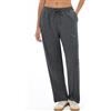 Terecey Pantaloni Sportivi Donna in Cotone Pantaloni da Tuta Yoga Larghi Gamba Dritta Pantaloni da Jogging Fitness Leggero Gamba Larga con Tasche e Coulisse Regolabile, Grigio Ardesia XL