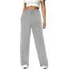 Crewhpo Pantaloni Tuta Donna Cotone Pantaloni Sportivi Comodi Pantaloni Gamba Larga Leggeri Pantaloni Casual Larghi con 3 Tasche Pantaloni Dritti per Jogging Fitness SportGrigio Chiaro L