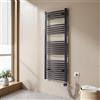 EMKE Scaldasalviette elettrico bagno,Curvo,140 x 50cm, 600W,Scaldasalviette con Termostato,Bianco,Radiatore da Bagno,Termoarredo Asciugamani da Bagno