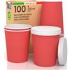 Baciato Caffè 100 Bicchieri Caffè da ASPORTO in Carta Rossi 240ml con 100 Coperchi in Carta con Beccuccio Bevande Fredde e Calde Tè Infusi Acqua Cappuccino Ecologici Biodegradabili Tazze Monouso Made in Italy
