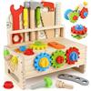 Vanplay Giochi Bambini Banco da Lavoro Cassetta Attrezzi in Legno Giocattoli 3 4 5 Anni (41 Pezzi)