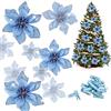 Whaline 24 fiori di Natale artificiali con 24 clip per albero di Natale glitterato, decorazione per feste di nozze (13 x 13 cm)