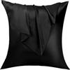 Lirex Set di 2 Federe in Raso, Decorativi Morbido Tinta Unita Quadrate Federe Cuscini Federa di Satin per Cuscino Senza Rughe Resistente Allo Sbiadimento Traspirante (Nero, 60 x 60 cm)