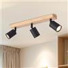 LVWIT Faretti LED da Soffitto Orientabili Nero, Faretto da Interno con 3 LED in Alluminio GU10, Base di Legno, Faretti Soffitto Retrò per Barra, Salotto,Cameretta, Cucina (Lampadine Escluse)