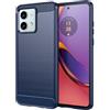 owlhold Cover per Motorola Moto G84 5G, Custodia Spazzolata e Fibra di Carbonio Morbido Silicone TPU Slim Fit Case, Antiurto, Antigraffio, Antiscivolo, Protezione Grado Militare, Blu