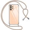 Pnakqil Cover per Samsung Galaxy A33 5G con Cordino, Trasparente Custodia con Laccio Tracolla Cellulare Girocollo Collana Protettiva per Samsung A33 5G 6.4 Pollic, Khaki
