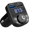 QUMOX Caricabatteria da Auto per chiamate in Vivavoce, Ricevitore Radio trasmettitore FM Bluetooth Senza Fili, Adattatore Stereo per Musica Audio Mp3, Caricatore con Doppia Porta USB