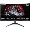 LC-Power Monitor Gaming Curvo 24 Pollici, FHD 1920x1080, VA Schermo, 1ms, 165Hz, 1500R, HDR, Adaptive-Sync, Inclinazione Regolabile, HDMI 2.0/DP 1.4, VESA 100x100mm per PC, laptop, PS5 e altro ancora