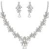 Clearine Set di bigiotteria Prom Party Goccia Foglia Strass Cristalli Ciondolo e Orecchini Pendenti Trasparente Argento-Fondo