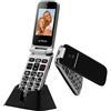 artfone Telefono Cellulare per anziani 4G, Telefoni Cellulari Tasti Grandi per Persone Anziane, Pantalla 2,4 display, 1300mAh con Base di Ricarica, Funzione SOS, Volume alto, Chiamata Rapida, artfone Flip LTE