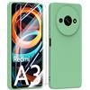 MIKULLE Cover in Silicone per Xiaomi Redmi A3 4G con 2 Pellicola Vetro Temperato, Custodia Morbido Silicone Ultra Sottile Liquida TPU Antiurto AntiGraffio Case - Verde