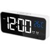 CHEREEKI Sveglia Digitale LED da Comodino con Temperature, funzione 2 Sveglie, Snooze, 12/24 Ore per Casa e Ufficio (Bianca-1)