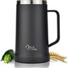 Milu boccale da birra in acciaio inox isolato | bicchiere da birra con coperchio rimovibile | boccale termico che mantiene il freddo | regalo per uomini (700ml, nero)