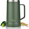 Milu boccale da birra in acciaio inox isolato | bicchiere da birra con coperchio rimovibile | boccale termico che mantiene il freddo | regalo per uomini (700ml, Verde oliva)