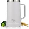 Milu boccale da birra in acciaio inox isolato | bicchiere da birra con coperchio rimovibile | boccale termico che mantiene il freddo | regalo per uomini (700ml, Bianco)
