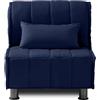 EVERGREENWEB MATERASSI & BEDS EVERGREENWEB - Divano Letto 2 in 1 con Materasso Singolo 80x190 Ortopedico, Prontoletto RICHIUDIBILE 1 Posto con Rivestimento SFODERABILE e Lavabile, Cuscino SUPERSOFT Abbinato color Blu - EVENING